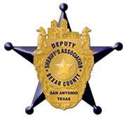 San Antonio Crime Stoppers badge with sheriff's star and department emblem.